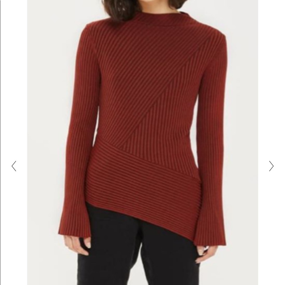 NWOT Topshop Asymmetric Long Sleeve Ribbed Shirt